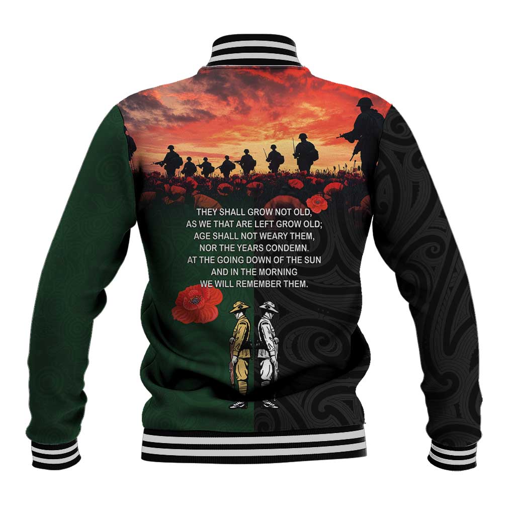 New Zealand and Australia ANZAC Day Baseball Jacket Lest We Forget Indigenous and Maori Pattern