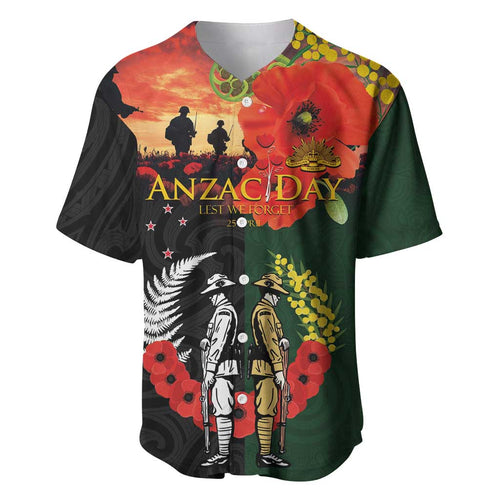New Zealand and Australia ANZAC Day Baseball Jersey Lest We Forget Indigenous and Maori Pattern