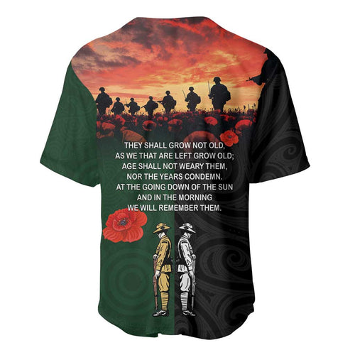 New Zealand and Australia ANZAC Day Baseball Jersey Lest We Forget Indigenous and Maori Pattern