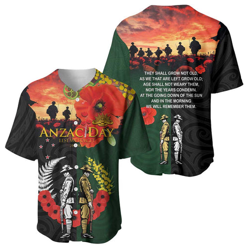 New Zealand and Australia ANZAC Day Baseball Jersey Lest We Forget Indigenous and Maori Pattern