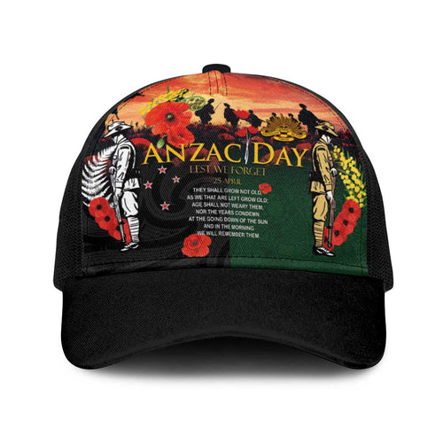 New Zealand and Australia ANZAC Day Baseball Net Cap Lest We Forget Indigenous and Maori Pattern