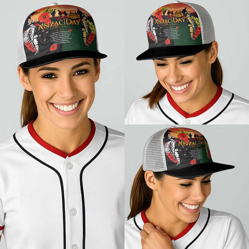 New Zealand and Australia ANZAC Day Baseball Net Cap Lest We Forget Indigenous and Maori Pattern