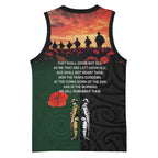 New Zealand and Australia ANZAC Day Basketball Jersey Lest We Forget Indigenous and Maori Pattern