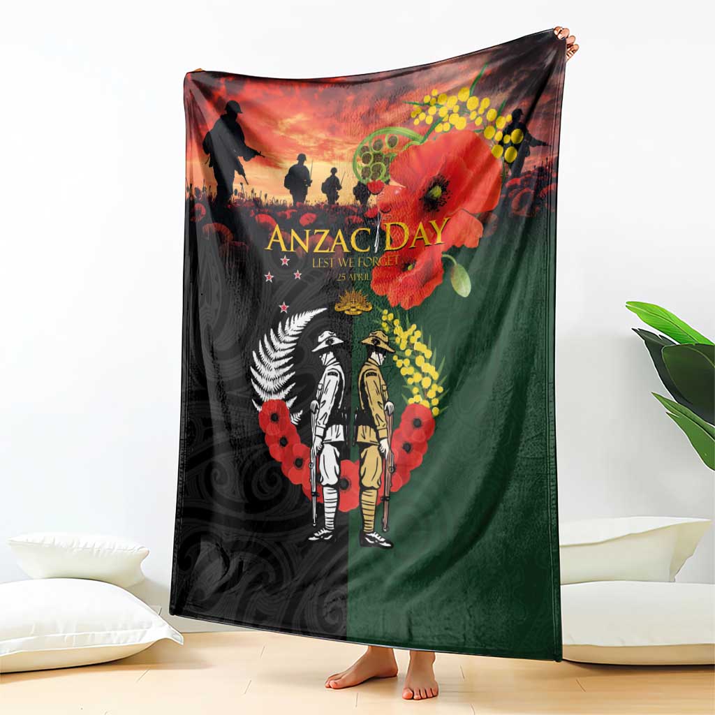 New Zealand and Australia ANZAC Day Blanket Lest We Forget Indigenous and Maori Pattern