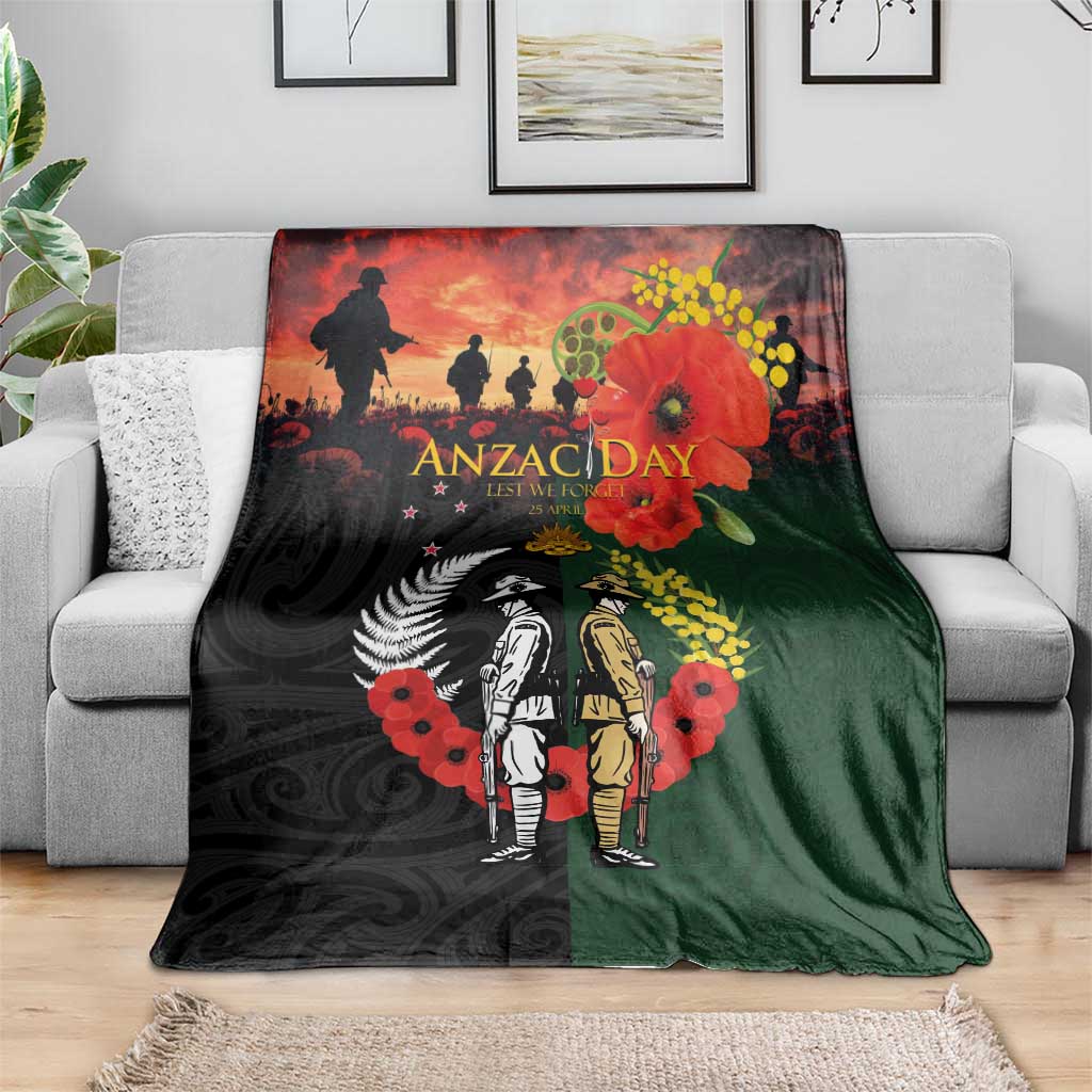 New Zealand and Australia ANZAC Day Blanket Lest We Forget Indigenous and Maori Pattern