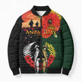 New Zealand and Australia ANZAC Day Bomber Puffer Jacket Lest We Forget Indigenous and Maori Pattern