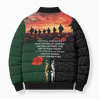 New Zealand and Australia ANZAC Day Bomber Puffer Jacket Lest We Forget Indigenous and Maori Pattern