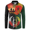 New Zealand and Australia ANZAC Day Button Sweatshirt Lest We Forget Indigenous and Maori Pattern