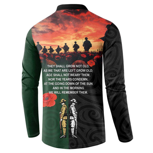 New Zealand and Australia ANZAC Day Button Sweatshirt Lest We Forget Indigenous and Maori Pattern