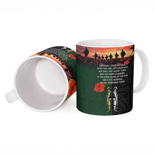 New Zealand and Australia ANZAC Day Ceramic Mug Lest We Forget Indigenous and Maori Pattern