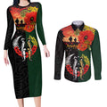 New Zealand and Australia ANZAC Day Couples Matching Long Sleeve Bodycon Dress and Long Sleeve Button Shirt Lest We Forget Indigenous and Maori Pattern