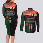 New Zealand and Australia ANZAC Day Couples Matching Long Sleeve Bodycon Dress and Long Sleeve Button Shirt Lest We Forget Indigenous and Maori Pattern