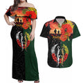 New Zealand and Australia ANZAC Day Couples Matching Off Shoulder Maxi Dress and Hawaiian Shirt Lest We Forget Indigenous and Maori Pattern