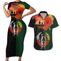 New Zealand and Australia ANZAC Day Couples Matching Short Sleeve Bodycon Dress and Hawaiian Shirt Lest We Forget Indigenous and Maori Pattern