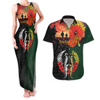 New Zealand and Australia ANZAC Day Couples Matching Tank Maxi Dress and Hawaiian Shirt Lest We Forget Indigenous and Maori Pattern
