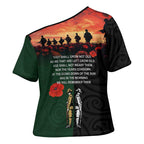New Zealand and Australia ANZAC Day Cross Shoulder Shirt Lest We Forget Indigenous and Maori Pattern