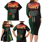 New Zealand and Australia ANZAC Day Family Matching Long Sleeve Bodycon Dress and Hawaiian Shirt Lest We Forget Indigenous and Maori Pattern