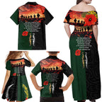 New Zealand and Australia ANZAC Day Family Matching Off Shoulder Maxi Dress and Hawaiian Shirt Lest We Forget Indigenous and Maori Pattern
