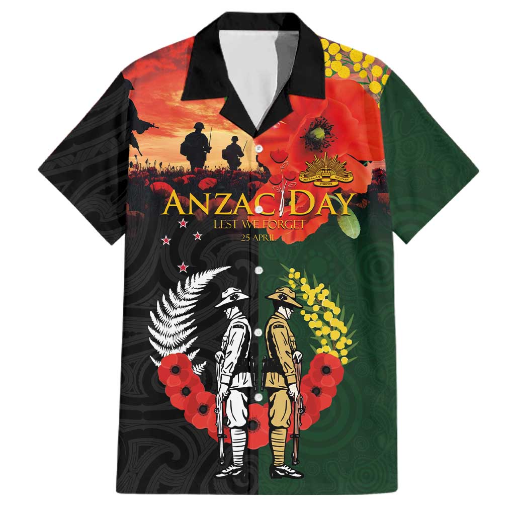 New Zealand and Australia ANZAC Day Family Matching Off Shoulder Maxi Dress and Hawaiian Shirt Lest We Forget Indigenous and Maori Pattern
