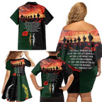 New Zealand and Australia ANZAC Day Family Matching Off Shoulder Short Dress and Hawaiian Shirt Lest We Forget Indigenous and Maori Pattern