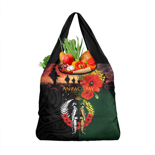 New Zealand and Australia ANZAC Day Grocery Bag Lest We Forget Indigenous and Maori Pattern