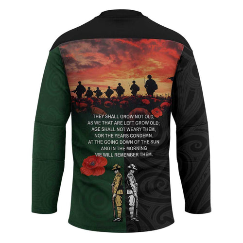 New Zealand and Australia ANZAC Day Hockey Jersey Lest We Forget Indigenous and Maori Pattern