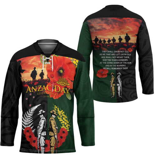 New Zealand and Australia ANZAC Day Hockey Jersey Lest We Forget Indigenous and Maori Pattern