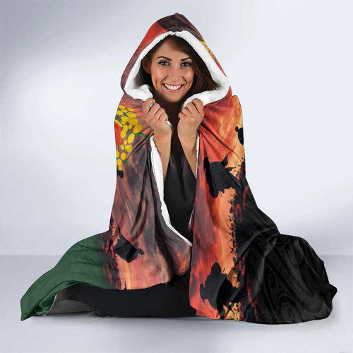 New Zealand and Australia ANZAC Day Hooded Blanket Lest We Forget Indigenous and Maori Pattern