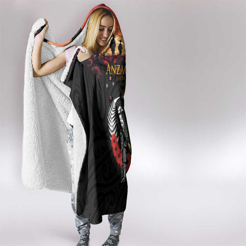 New Zealand and Australia ANZAC Day Hooded Blanket Lest We Forget Indigenous and Maori Pattern