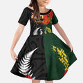 New Zealand and Australia ANZAC Day Kid Short Sleeve Dress Lest We Forget Indigenous and Maori Pattern