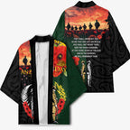 New Zealand and Australia ANZAC Day Kimono Lest We Forget Indigenous and Maori Pattern
