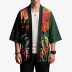 New Zealand and Australia ANZAC Day Kimono Lest We Forget Indigenous and Maori Pattern