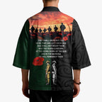 New Zealand and Australia ANZAC Day Kimono Lest We Forget Indigenous and Maori Pattern