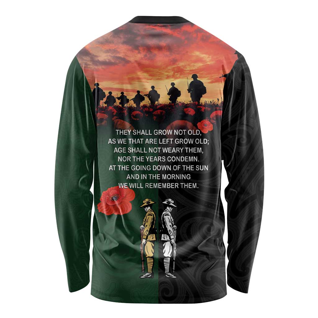 New Zealand and Australia ANZAC Day Long Sleeve Shirt Lest We Forget Indigenous and Maori Pattern