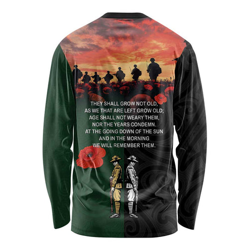 New Zealand and Australia ANZAC Day Long Sleeve Shirt Lest We Forget Indigenous and Maori Pattern
