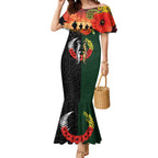 New Zealand and Australia ANZAC Day Mermaid Dress Lest We Forget Indigenous and Maori Pattern