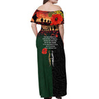New Zealand and Australia ANZAC Day Off Shoulder Maxi Dress Lest We Forget Indigenous and Maori Pattern