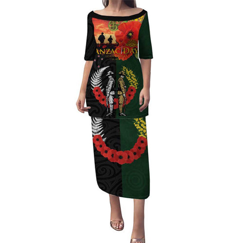 New Zealand and Australia ANZAC Day Puletasi Lest We Forget Indigenous and Maori Pattern