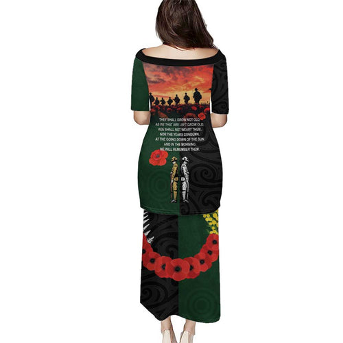 New Zealand and Australia ANZAC Day Puletasi Lest We Forget Indigenous and Maori Pattern