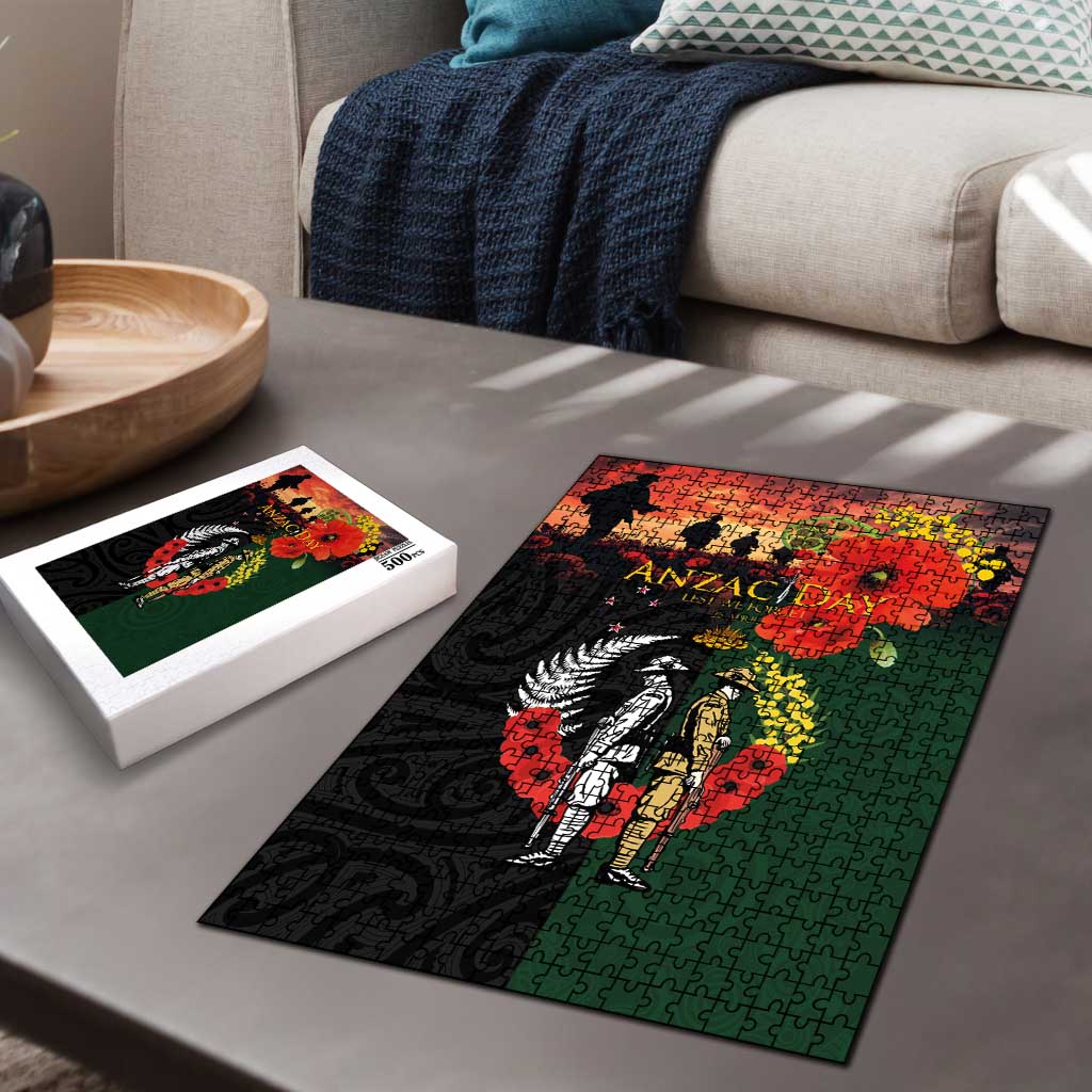 New Zealand and Australia ANZAC Day Puzzle Lest We Forget Indigenous and Maori Pattern