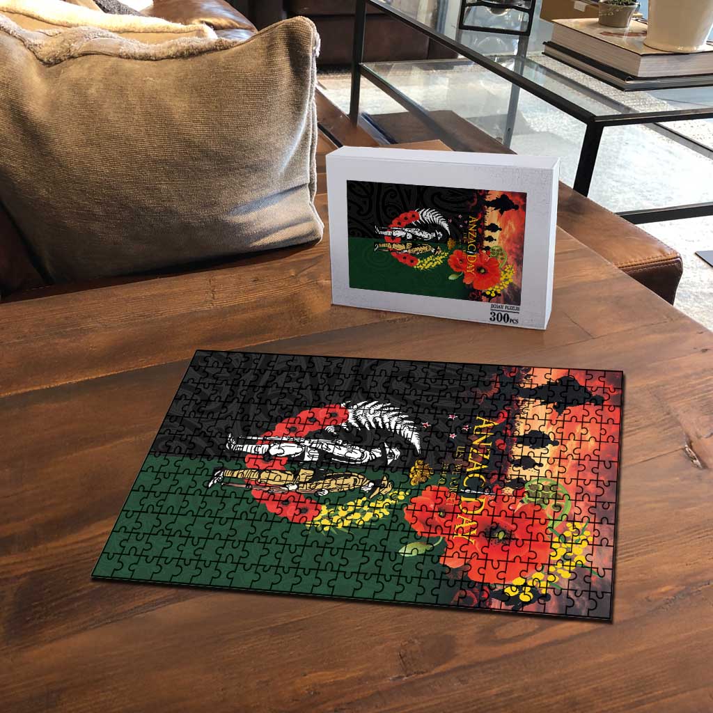 New Zealand and Australia ANZAC Day Puzzle Lest We Forget Indigenous and Maori Pattern