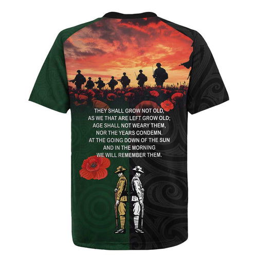 New Zealand and Australia ANZAC Day Rugby Jersey Lest We Forget Indigenous and Maori Pattern