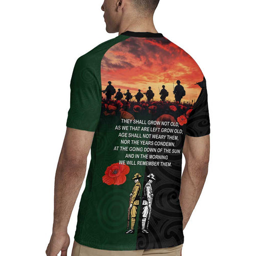 New Zealand and Australia ANZAC Day Rugby Jersey Lest We Forget Indigenous and Maori Pattern