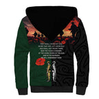 New Zealand and Australia ANZAC Day Sherpa Hoodie Lest We Forget Indigenous and Maori Pattern