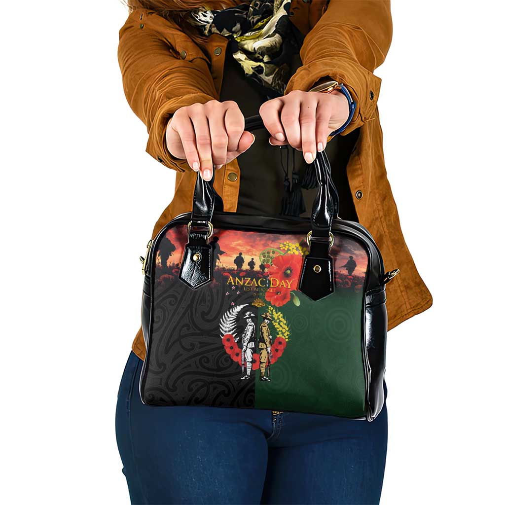 New Zealand and Australia ANZAC Day Shoulder Handbag Lest We Forget Indigenous and Maori Pattern