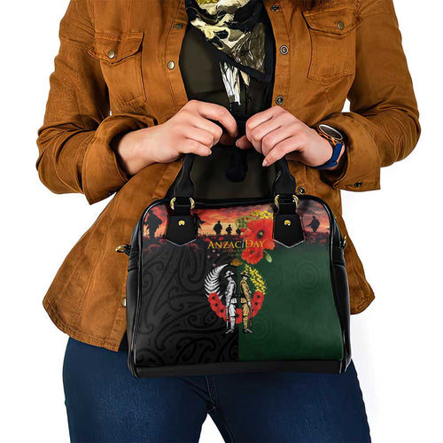 New Zealand and Australia ANZAC Day Shoulder Handbag Lest We Forget Indigenous and Maori Pattern