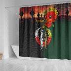 New Zealand and Australia ANZAC Day Shower Curtain Lest We Forget Indigenous and Maori Pattern