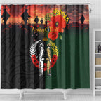 New Zealand and Australia ANZAC Day Shower Curtain Lest We Forget Indigenous and Maori Pattern