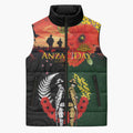 New Zealand and Australia ANZAC Day Sleeveless Puffer Jacket Lest We Forget Indigenous and Maori Pattern
