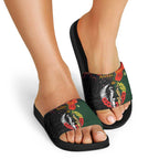 New Zealand and Australia ANZAC Day Slide Sandals Lest We Forget Indigenous and Maori Pattern
